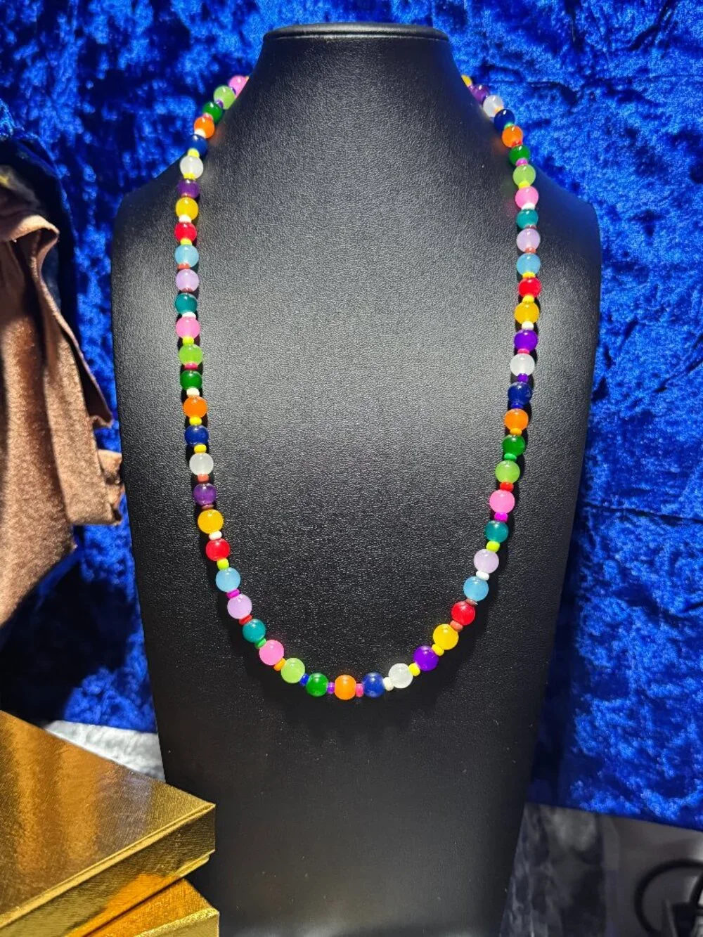 Tennis Necklace Multicolor High Quality 8mm Round Glass Beads for Kids / Teens